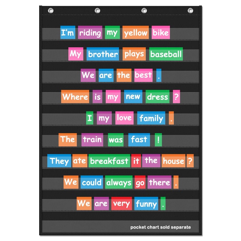 EAMAY Standard Pocket Charts, Clear 10 Pocket Chart for Teacher Lessons in a Classroom or Home Use â€“ Fits Standard 3â€ Sentence Strips and Word Cards, Black - Image 1